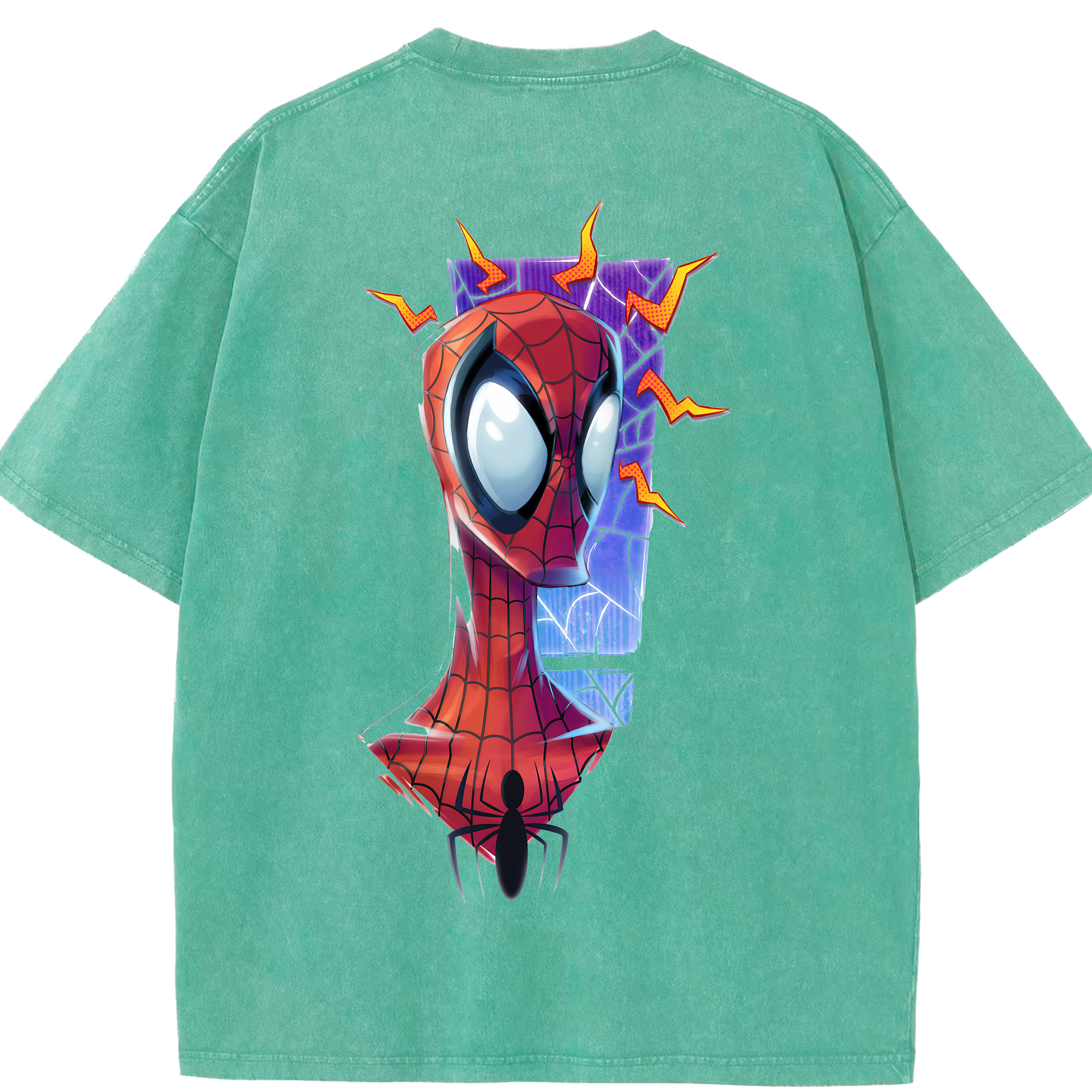 （画像用） Spider Man スパイダーマン 綿100% ヴィンテージ風 半袖Tシャツ（背面プリント）